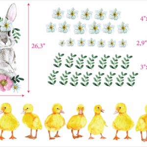 Bunny Flowers Wall Decal Ducklings Sticker Rabbit