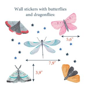 Butterfly Wall Decals: Moth, Dragonfly & Star Nursery Decor