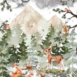 Forest Woodland Wallpaper Watercolor Pine Tree Stickers