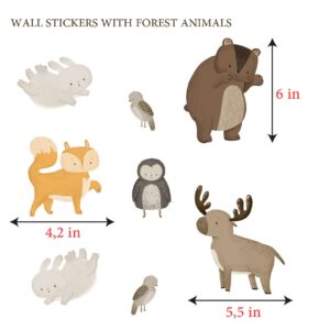 Animals Wall decals, Birthday Party Backdrop Stickers, Forest Woodland Decals Bear Fox Owl Wild Nursery Decor Boys Girls room Playroom LF496