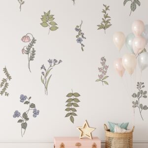 Wildflower Nursery Wall Decals: Floral Greenery Room Decor