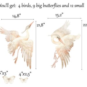 Watercolor Stork Heron Butterfly Wall Stickers Nursery