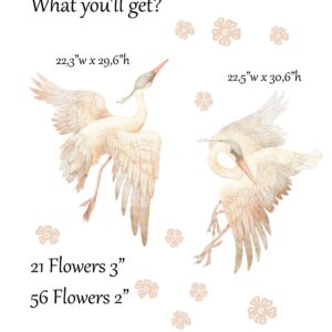 Watercolor Stork Wall Decals: Pink Beige Nursery Decor