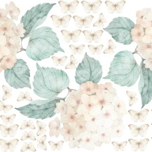 Watercolor Hydrangea and Butterfly Wall Decals