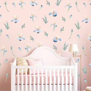Watercolor Iris Flower Wall Decals: Boho Nursery Decor