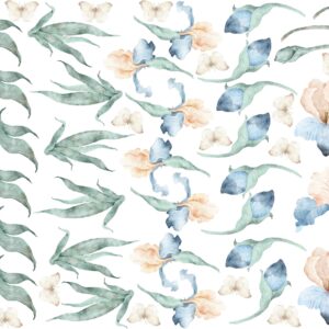 Watercolor Iris Flower Wall Decals: Boho Nursery Decor