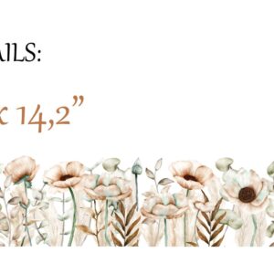 Floral Greenery Wall Decals – Beige Neutral Flowers