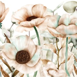 Poppy Eucalyptus Wall Stickers: Beige Floral Nursery Decor