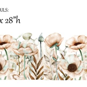 neutral poppy eucalyptus wall stickers: beige floral nursery decor lf559