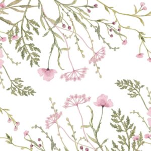 Watercolor Flowers Wall Stickers Nursery Pink Green