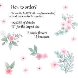 Watercolor Pink Flower Wall Decals: Floral Nursery Decor