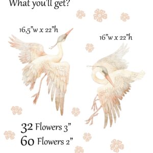 Watercolor Stork Wall Decals: Boho Nursery Decor