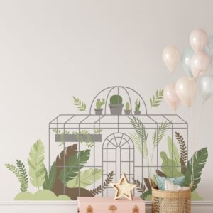 Greenhouse Wall Decal: Boho Flower Greenery, Nursery Decor
