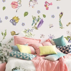 vintage floral stickers — nursery boho bedroom botanical arrangement