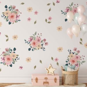 Watercolor Bright Flower Wall Decals Bouquets Floral