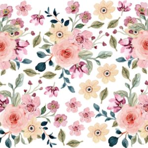 Watercolor Bright Flower Wall Decals Bouquets Floral