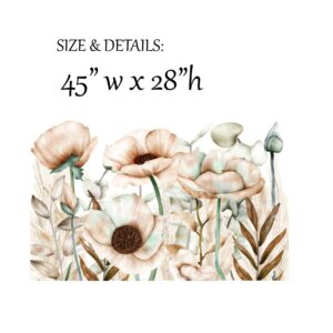 Poppy Eucalyptus Wall Stickers: Beige Floral Nursery Decor