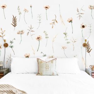 Neutral Floral Wall Stickers – Poppy