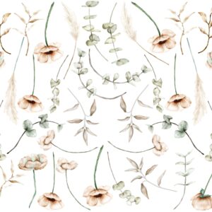 Neutral Floral Wall Stickers – Poppy