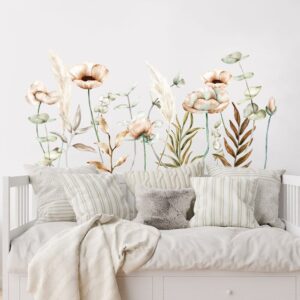 Poppy Eucalyptus Wall Decals: Beige Floral Nursery Decor
