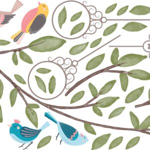 Tree Branch Wall Decal: Birds, Greenery, Boho Nursery Decor