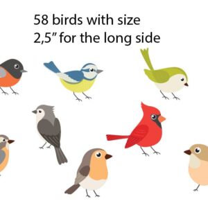 birds wall decals colorful rainbow kid's playroom bathroom nursery sticker, lf565