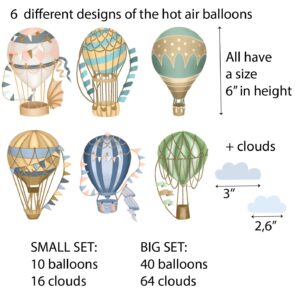Hot Air Balloon Nursery Wall Decals Clouds Sky Stickers