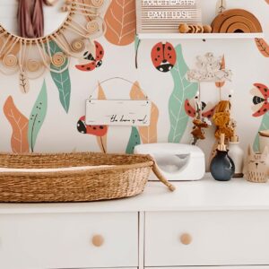 Ladybug Wall Decals: Boho Nursery Greenery, Nature Stickers