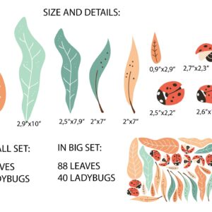 Ladybug Wall Decals: Boho Nursery Greenery, Nature Stickers