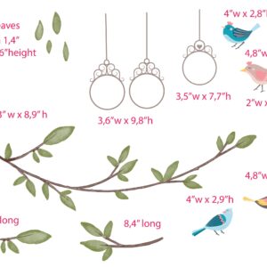 Tree Branch Wall Decal: Birds, Greenery, Boho Nursery Decor