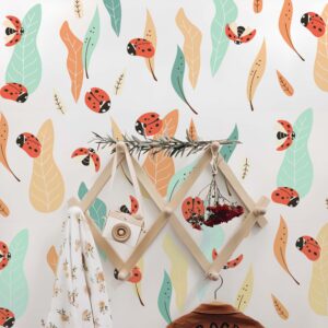 Ladybug Wall Decals: Boho Nursery Greenery, Nature Stickers