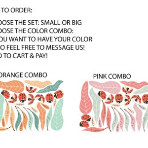 Ladybug Wall Decals: Boho Nursery Greenery, Nature Stickers