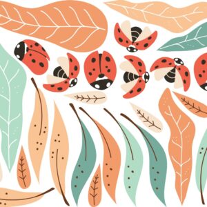 Ladybug Wall Decals: Boho Nursery Greenery, Nature Stickers