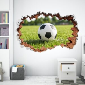 Soccer Wall Decal Ball Stadium 3D Hole Sport Sticker Kids