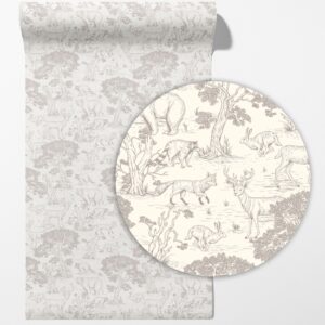 woodland animals wallpaper: peel and stick forest mural, nursery decor nw3