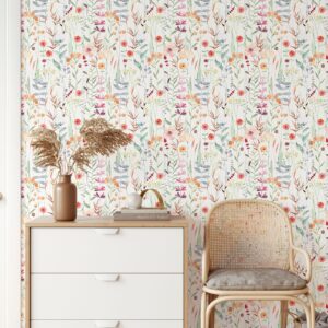 Watercolor Wildflower Field Wallpaper