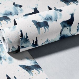 Watercolor Woodland Wallpaper Peel and Stick Blue Wild