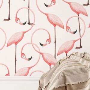 pink flamingo wallpaper: art deco peel and stick mural nw7