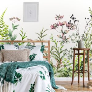 Flowers Wallpaper Field Wild Greenery Peel and Stick