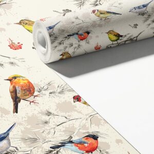 woodland birds wallpaper scandinavian peel and stick colorful removable self adhesive forest mural home decor wall art greenery, nw26