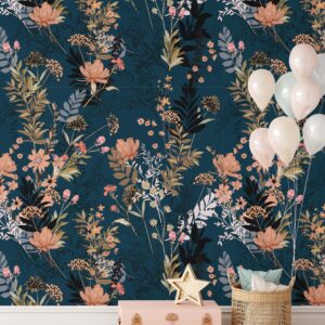Dark Floral Wallpaper Scandinavian Peel and Stick Wild