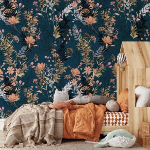 Dark Floral Wallpaper Scandinavian Peel and Stick Wild