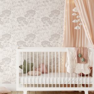 woodland animals wallpaper: peel and stick forest mural, nursery decor nw3