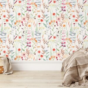 Watercolor Wildflower Field Wallpaper