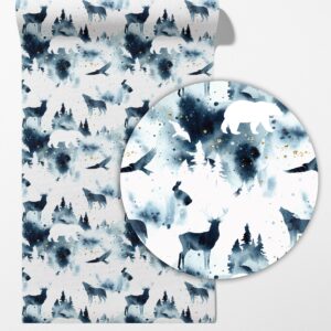 Watercolor Woodland Wallpaper Peel and Stick Blue Wild