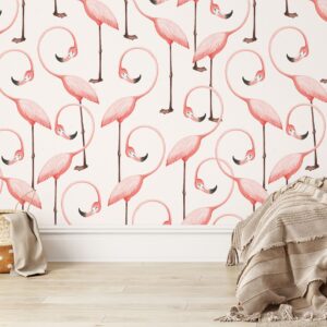 pink flamingo wallpaper: art deco peel and stick mural nw7