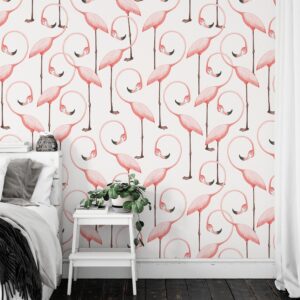 pink flamingo wallpaper: art deco peel and stick mural nw7
