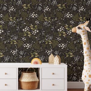 Dark Floral Wallpaper Scandinavian Peel and Stick Wild