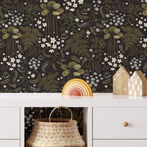 Dark Floral Wallpaper Scandinavian Peel and Stick Wild