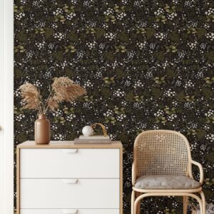 Dark Floral Wallpaper Scandinavian Peel and Stick Wild